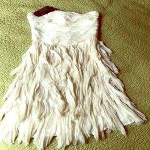 UK New Look flowy ivory strapless dress